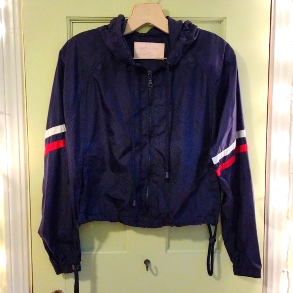 Women's Heart & Hips cropped windbreaker jacket size Small in Navy - Picture 1 of 3